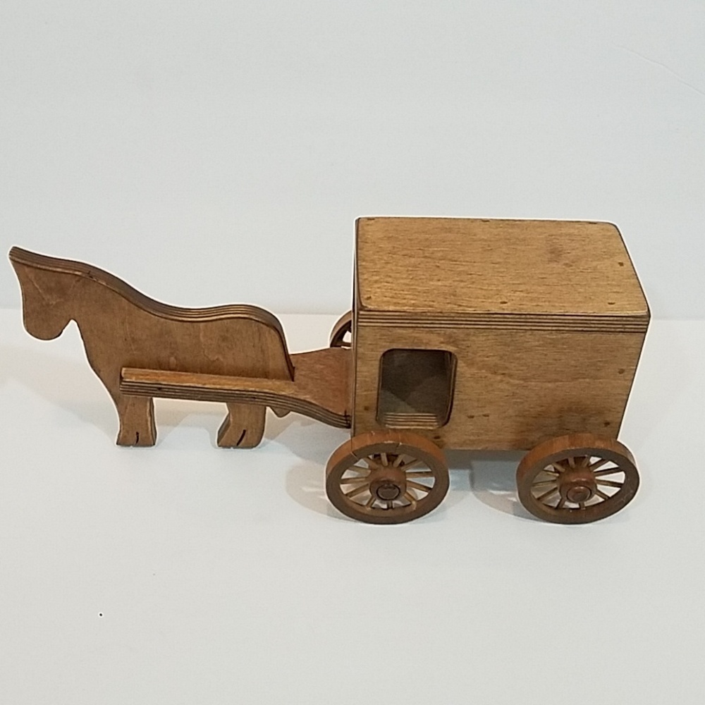 Amish Wooden Buggy with Horse Cart